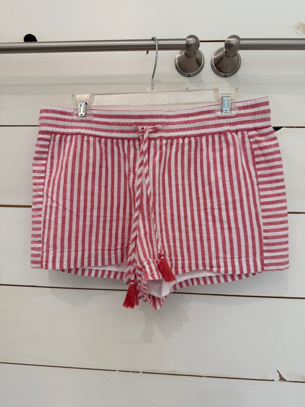 Vineyard Vines Red and White Striped High-Waist Drawstring Shorts